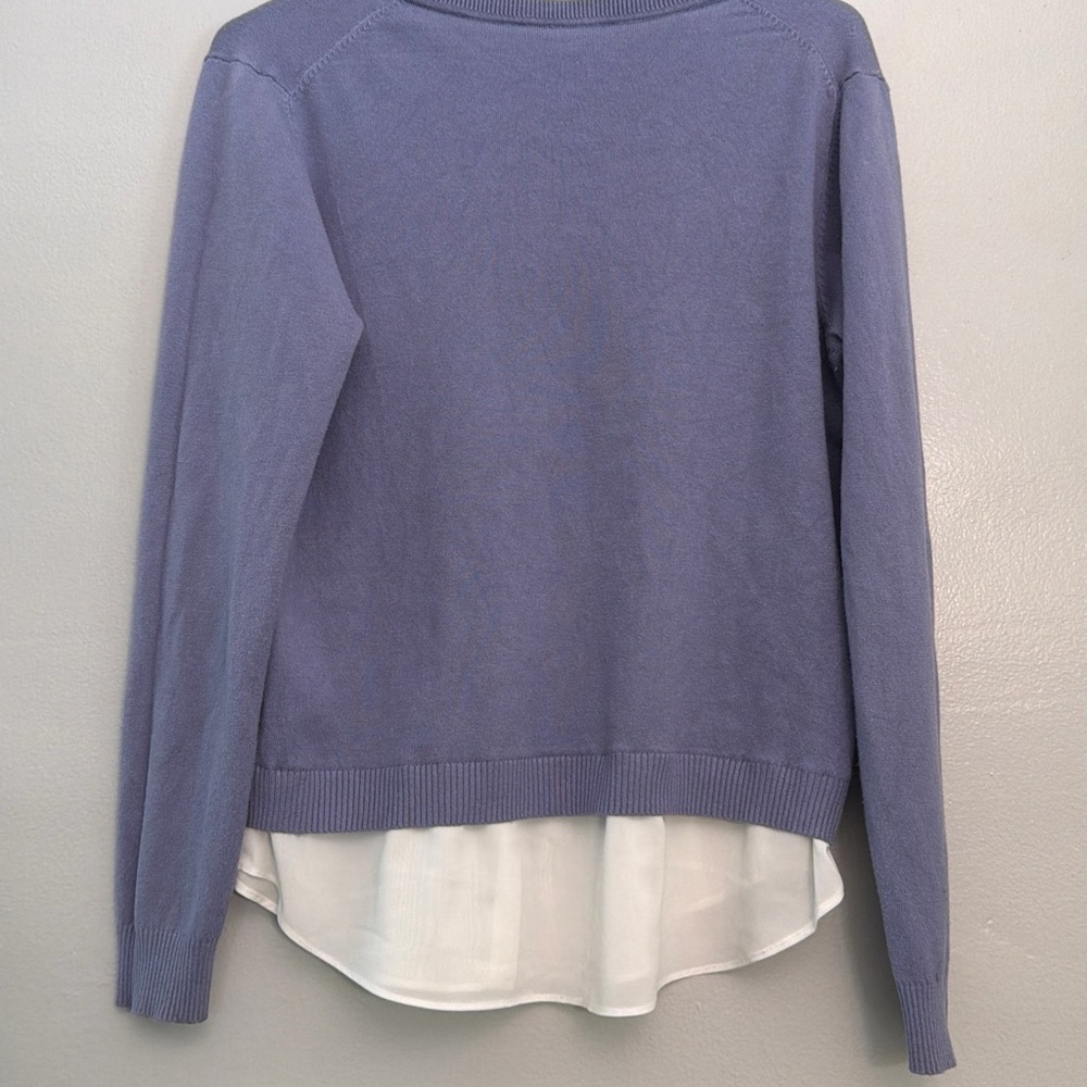 Sioni Milano sizeM Ruffled V-Neck Pullover Office Chic Layered Look Sweater - Picture 5 of 5